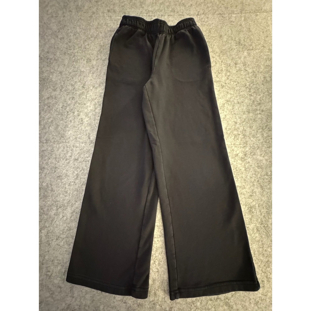 Fabletics Sweatpants Womens Small Black Fleece Wide Leg Elastic Waist Pockets